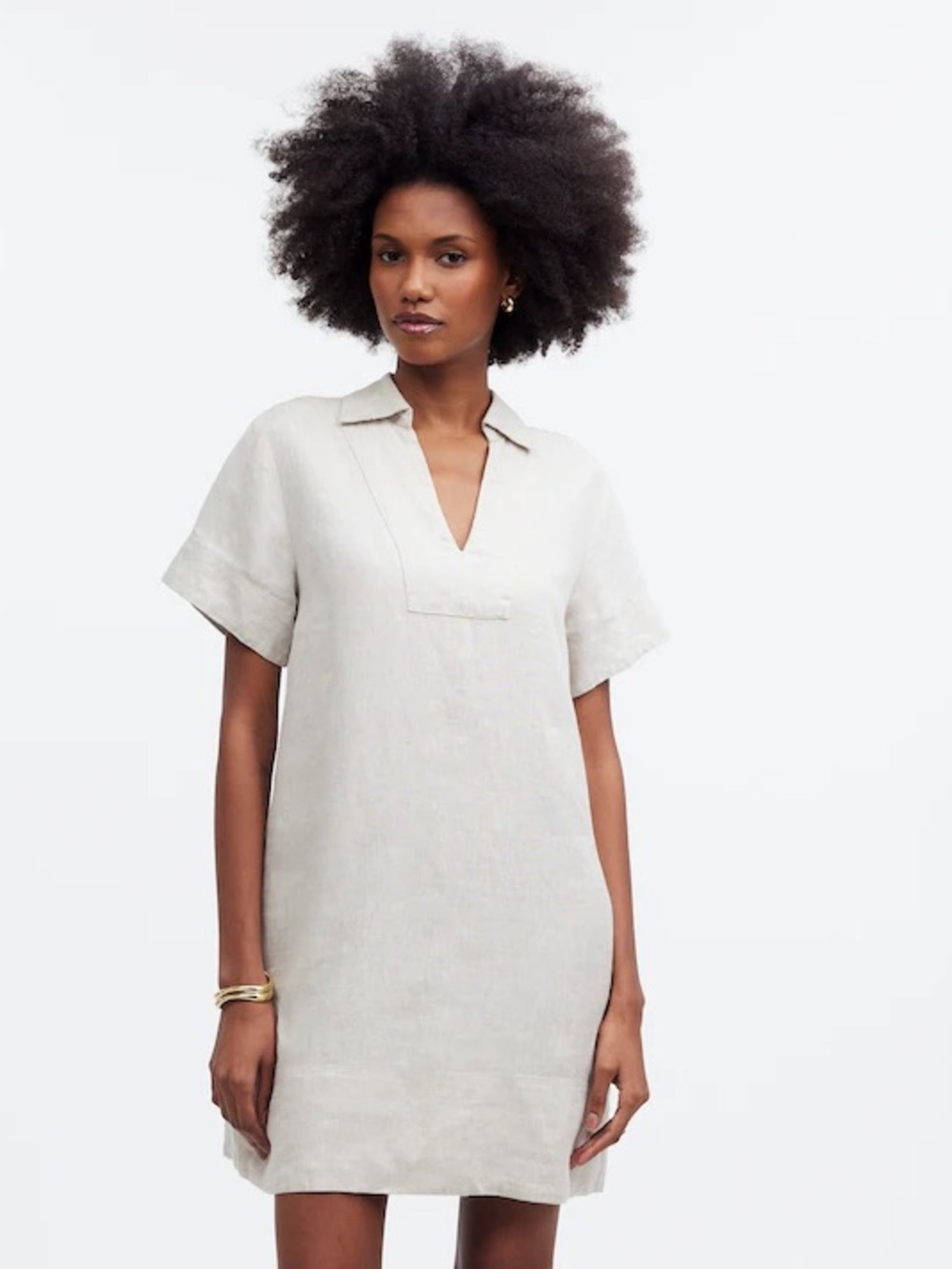 Madewell V-Neck Mini Dress in 100% Linen